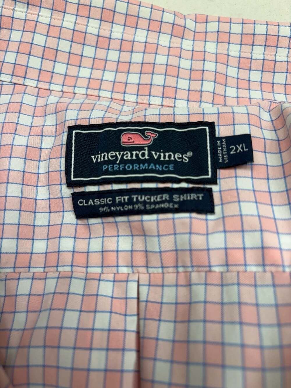 Vineyard Vines Performance Classic Fit Tucker Shirt Pink and White Check